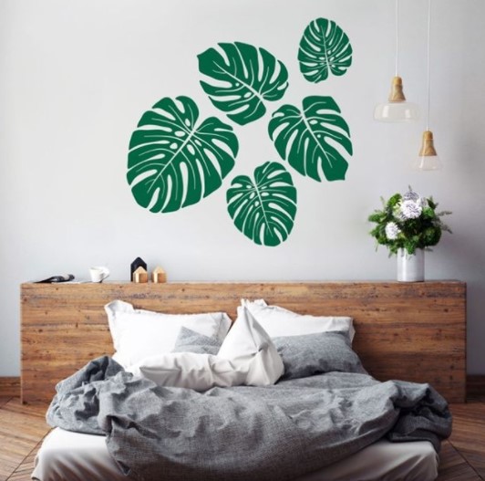 Vinyl Design wall decal monstera tropical leaves