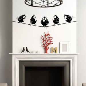 Five Birds on a Wire Wall Decal