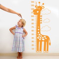 Giraffe Height Chart Wall Decal Orange
