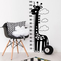 Giraffe Height Chart Wall Decal Black