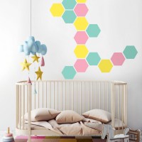 Honeycomb wall decal mint pink and yellow