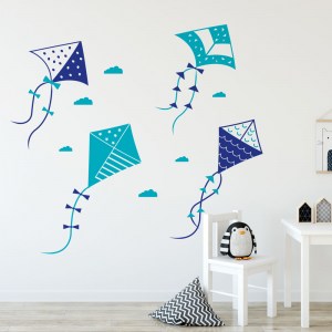 Kites Wall Decal in Dark blue and Teal