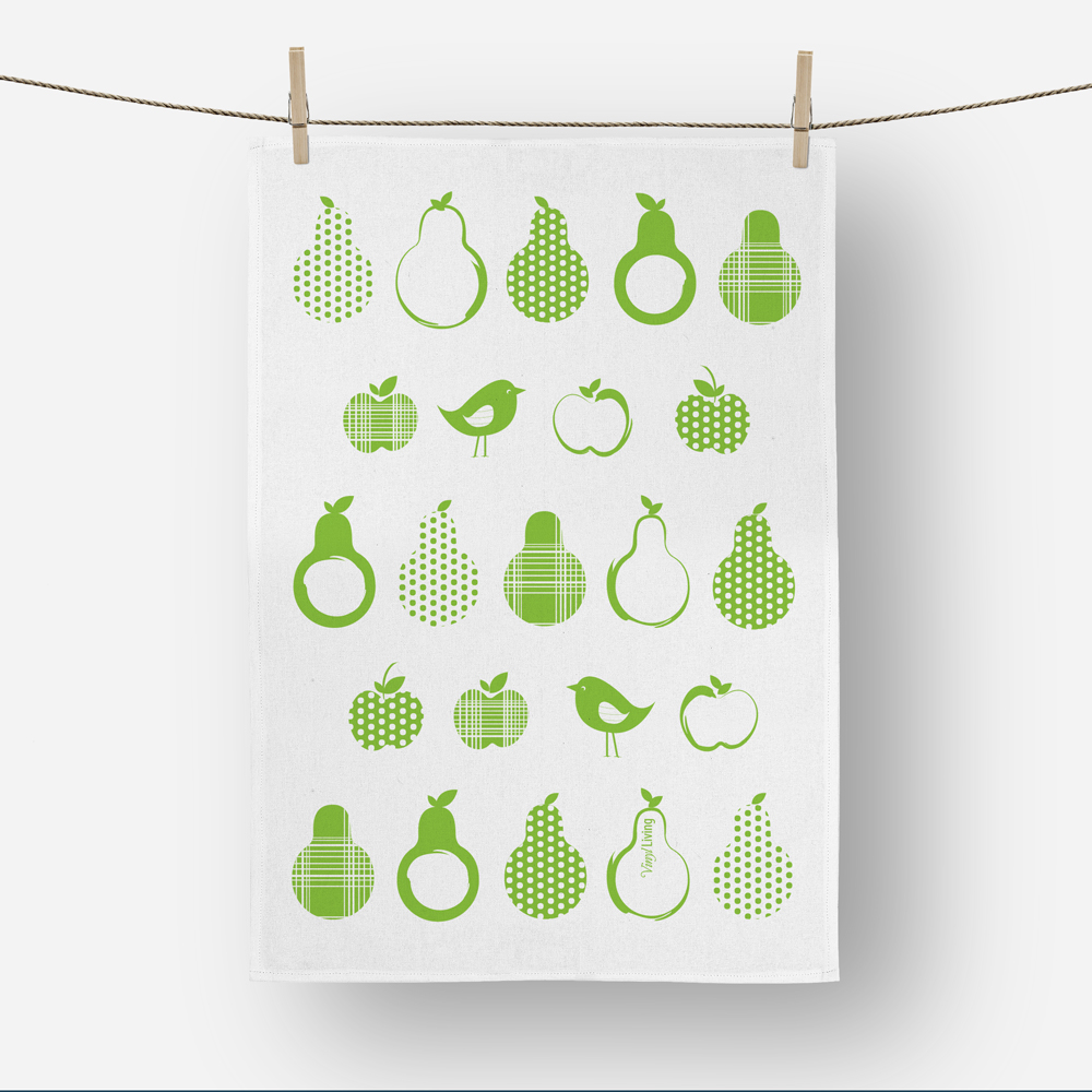 Pears Tea Towel - Green