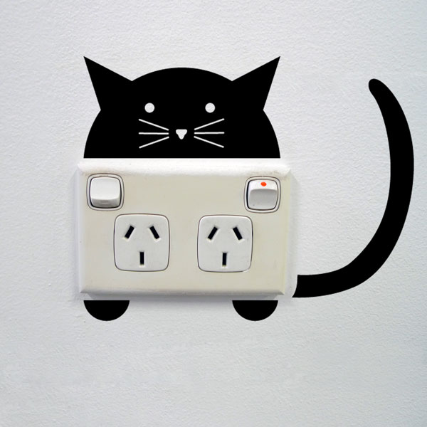 Cat wall sticker for power sockets