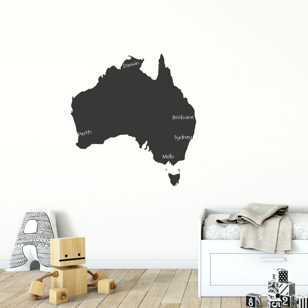 Reusable Chalkboard Map of Australia Wall Decal
