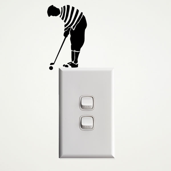 Golfer wall sticker for light switches