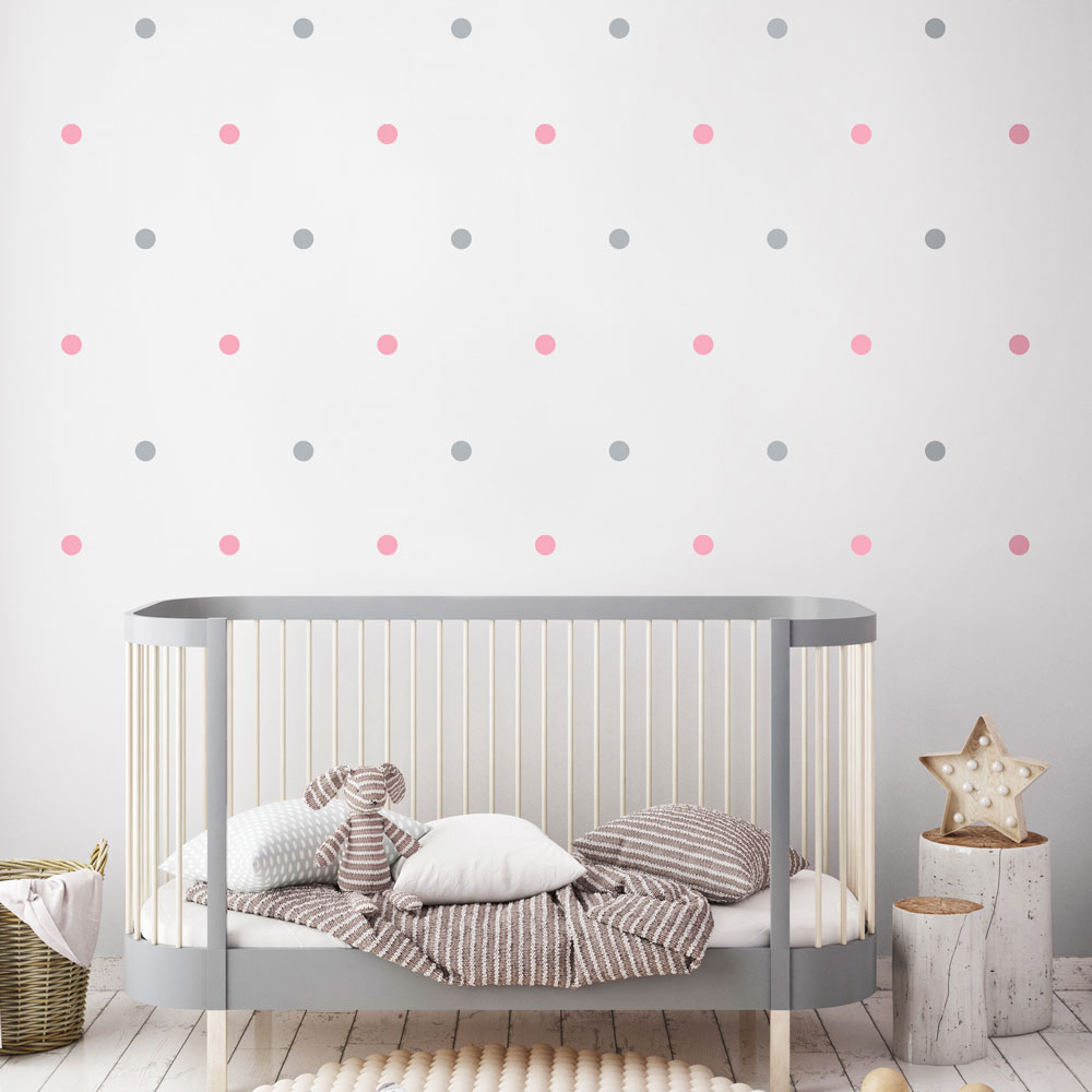 Mini Dots Wall Decal Grey and Pink