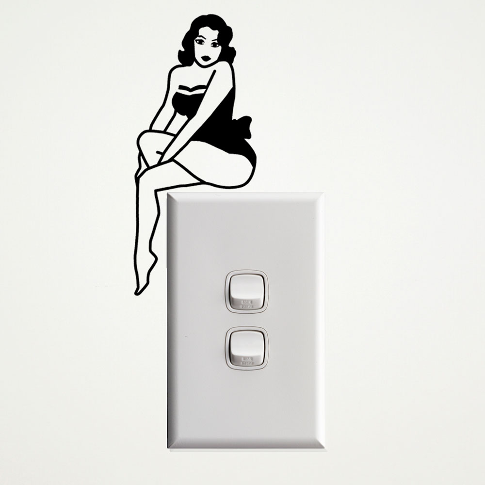 Pin up Girl wall sticker for light switches