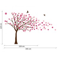 Blowing Tree with Flowers Wall Decal