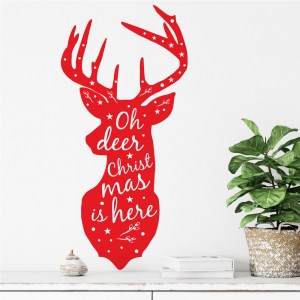 Christmas Reindeer Wall Decal in Red