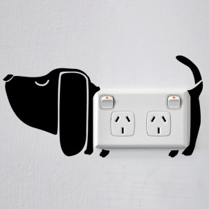Dog wall sticker for power sockets