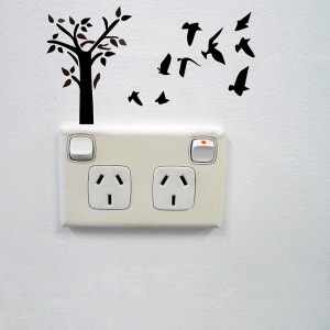 Tree and birds wall sticker for power sockets
