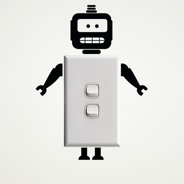Robot wall sticker for light switches